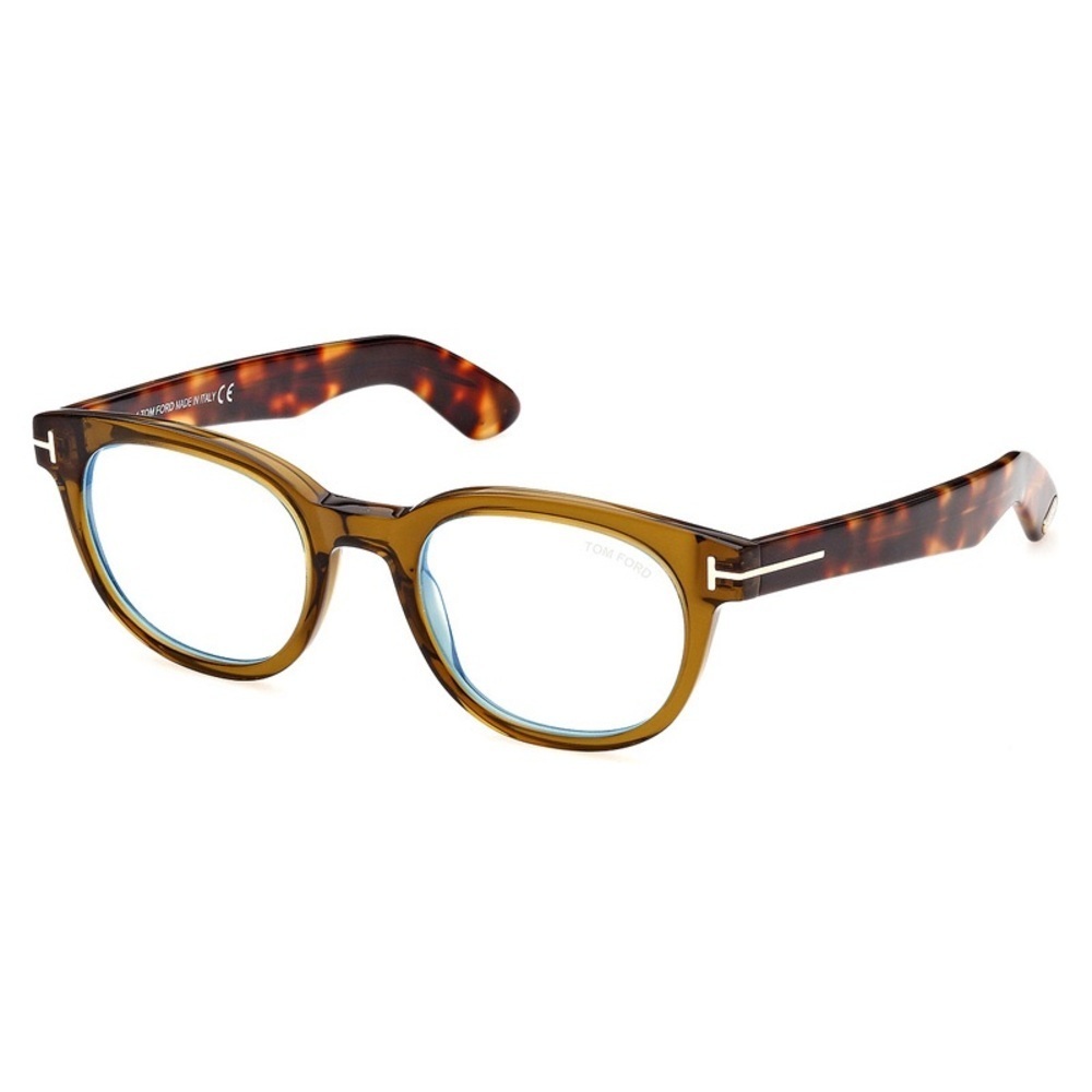 TOM FORD FT5807-B 096 Shiny Transparent Olive/Havana/Clear Blue Light Block 50mm
